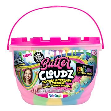 Imagen de Cubo de Slime Rainbow Cotton Candy Butter Cloudz. Con efecto mantequilla y aroma dulce a algodón de azúcar