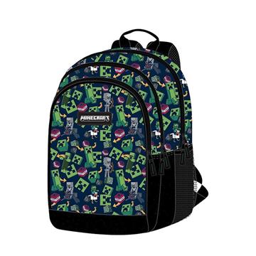 Imagen de Mochila Primaria Minecraft Personajes doble compartimento y adaptable a carro 44 x 32 x 20 cm.