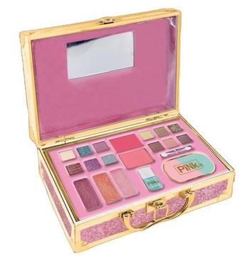 Imagen de Maletin De Maquillaje Viaje Pink It . Incluye maquillaje,esmalte de uñas,aplicador,lima de uñas y espejo.