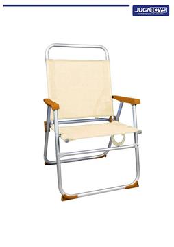 Imagen de Silla playa aluminio fija ocre, con asas para transportar, 88x57x51 cm, 37 cm altura asiento