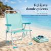 Imagen de Silla playa aluminio fija aguamarina, con asas para transportar, 88x57x51 cm, 37 cm altura asiento