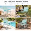Imagen de Silla playa aluminio fija aguamarina, con asas para transportar, 88x57x51 cm, 37 cm altura asiento