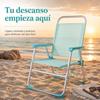 Imagen de Silla playa aluminio fija aguamarina, con asas para transportar, 88x57x51 cm, 37 cm altura asiento