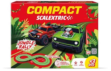 Imagen de Pista Scalextric  Compact Jungle Rally. Incluye pistas, curvas, 2 coches, mandos. 2,30 m