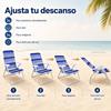 Imagen de Silla playa aluminio multiposicion azul rayada con asas para transportar, 92x62x72 cm, 37 cm altura asiento