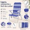 Imagen de Silla playa aluminio multiposicion azul rayada con asas para transportar, 92x62x72 cm, 37 cm altura asiento