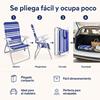 Imagen de Silla playa aluminio multiposicion azul rayada con asas para transportar, 92x62x72 cm, 37 cm altura asiento