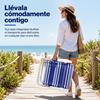 Imagen de Silla playa aluminio multiposicion azul rayada con asas para transportar, 92x62x72 cm, 37 cm altura asiento
