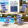 Imagen de Silla playa aluminio multiposicion azul rayada con asas para transportar, 92x62x72 cm, 37 cm altura asiento