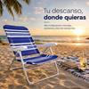 Imagen de Silla playa aluminio multiposicion azul rayada con asas para transportar, 92x62x72 cm, 37 cm altura asiento