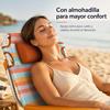 Imagen de Silla playa aluminio multiposicion marrón con almohadilla, bolso lateral, asas, 22 cm altura asiento, reposacabezas 25 cm