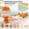Imagen de Silla playa aluminio multiposicion marrón con almohadilla, bolso lateral, asas, 22 cm altura asiento, reposacabezas 25 cm