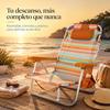 Imagen de Silla playa aluminio multiposicion marrón con almohadilla, bolso lateral, asas, 22 cm altura asiento, reposacabezas 25 cm