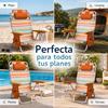 Imagen de Silla playa aluminio multiposicion marrón con almohadilla, bolso lateral, asas, 22 cm altura asiento, reposacabezas 25 cm