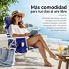 Imagen de Silla playa aluminio multiposicion azul rayada con almohadilla, bolso lateral, asas, 22 cm altura asiento, reposacabezas 25 cm