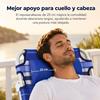 Imagen de Silla playa aluminio multiposicion azul rayada con almohadilla, bolso lateral, asas, 22 cm altura asiento, reposacabezas 25 cm