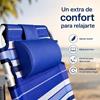 Imagen de Silla playa aluminio multiposicion azul rayada con almohadilla, bolso lateral, asas, 22 cm altura asiento, reposacabezas 25 cm