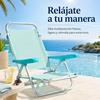 Imagen de Silla playa aluminio multiposicion aguamarina con asas para transportar, 81,5x63x60 cm, 22 cm altura asiento, reposacabezas 25 cm