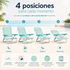 Imagen de Silla playa aluminio multiposicion aguamarina con asas para transportar, 81,5x63x60 cm, 22 cm altura asiento, reposacabezas 25 cm