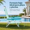 Imagen de Silla playa aluminio multiposicion aguamarina con asas para transportar, 81,5x63x60 cm, 22 cm altura asiento, reposacabezas 25 cm