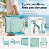 Imagen de Silla playa aluminio multiposicion aguamarina con asas para transportar, 81,5x63x60 cm, 22 cm altura asiento, reposacabezas 25 cm