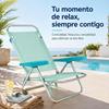 Imagen de Silla playa aluminio multiposicion aguamarina con asas para transportar, 81,5x63x60 cm, 22 cm altura asiento, reposacabezas 25 cm