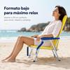 Imagen de Silla playa aluminio fija amarillo neón con asas para transportar 71x54x59 cm, 24 cm altura asiento
