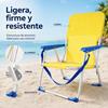Imagen de Silla playa aluminio fija amarillo neón con asas para transportar 71x54x59 cm, 24 cm altura asiento