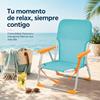 Imagen de Silla playa aluminio fija aguamarina con asas para transportar 71x54x59 cm, 24 cm altura asiento
