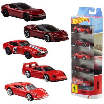 Imagen de Coche Hot Wheels Pack 5 Vehículos Ferrari Escala 1:64