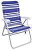 Imagen de Silla playa aluminio multiposicion azul rayada con asas para transportar, 92x62x72 cm, 37 cm altura asiento