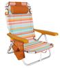 Imagen de Silla playa aluminio multiposicion marrón con almohadilla, bolso lateral, asas, 22 cm altura asiento, reposacabezas 25 cm