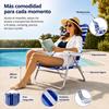 Imagen de Silla playa aluminio multiposicion azul rayada con asas para transportar, 92x62x72 cm, 37 cm altura asiento
