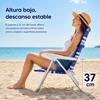 Imagen de Silla playa aluminio multiposicion azul rayada con asas para transportar, 92x62x72 cm, 37 cm altura asiento