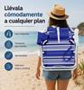 Imagen de Silla playa aluminio multiposicion azul rayada con almohadilla, bolso lateral, asas, 22 cm altura asiento, reposacabezas 25 cm
