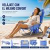 Imagen de Silla playa aluminio multiposicion azul con reposacabezas 25 cm., almohadilla, bolso lateral y reposabrazos gris,  80x65x45cm, 25 cm altura asiento