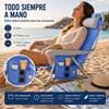 Imagen de Silla playa aluminio multiposicion azul con reposacabezas 25 cm., almohadilla, bolso lateral y reposabrazos gris,  80x65x45cm, 25 cm altura asiento