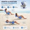 Imagen de Silla playa aluminio multiposicion azul con reposacabezas 25 cm., almohadilla, bolso lateral y reposabrazos gris,  80x65x45cm, 25 cm altura asiento