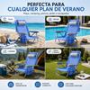 Imagen de Silla playa aluminio multiposicion azul con reposacabezas 25 cm., almohadilla, bolso lateral y reposabrazos gris,  80x65x45cm, 25 cm altura asiento