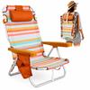 Imagen de Silla playa aluminio multiposicion marrón con almohadilla, bolso lateral, asas, 22 cm altura asiento, reposacabezas 25 cm