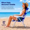 Imagen de Silla playa aluminio multiposicion azul rayada con asas para transportar, 92x62x72 cm, 37 cm altura asiento