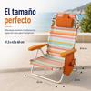 Imagen de Silla playa aluminio multiposicion marrón con almohadilla, bolso lateral, asas, 22 cm altura asiento, reposacabezas 25 cm