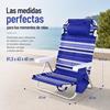 Imagen de Silla playa aluminio multiposicion azul rayada con almohadilla, bolso lateral, asas, 22 cm altura asiento, reposacabezas 25 cm