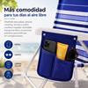 Imagen de Silla playa aluminio multiposicion azul rayada con almohadilla, bolso lateral, asas, 22 cm altura asiento, reposacabezas 25 cm