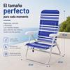 Imagen de Silla playa aluminio multiposicion azul rayada con asas para transportar, 92x62x72 cm, 37 cm altura asiento