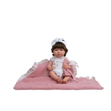 Imagen de Muñeca Reborn Arias 38cm Alba Rosa Con Manta Y Doudou (Cuerpo Vinyl, Sexo Niña)
