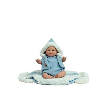 Imagen de Muñeca Reborn Arias 35 Cm Marco Azul C/Saco Portabebe