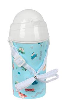 Imagen de Botella 500Ml Apertura Autom. Con Pajita Safta Preescolar "Coches" 7,3X19,5X7,3Cm