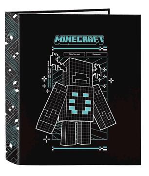 Imagen de Carpeta Cartón Folio 4Anillas Lomo Ancho Minecraft 27x33x6Cm