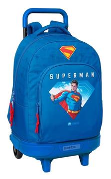 Imagen de Mochila Gde. C/Ruedas Compact Extraible Superman 33x45x22 Cm